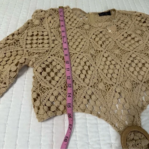 NWT Anthropologie BLITHE Crochet Cottogecore With Dramatic Trumpet Sleeve - Picture 4 of 16